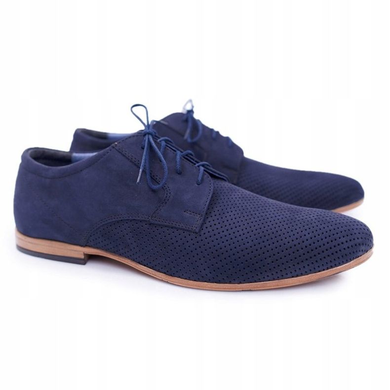 Bednarek Polish Shoes Brogues pentru bărbați Bednarek Nubuck Openwork Blue Navy Hermes albastru marin 1