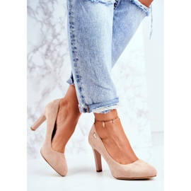 Pompă de damă cu toc piele întoarsă bej Sergio Leone Campbell 1