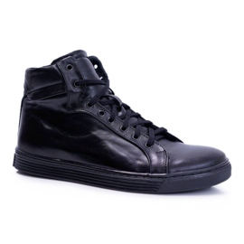 Bednarek Polish Shoes Adidași din piele pentru bărbați Bednarek Black Edys negru 1