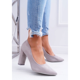 SEA Pompă de damă pe călcâi din piele de căprioară gri 1