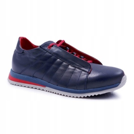 Bednarek Polish Shoes Pantofi bărbătești din piele pentru bărbați Bednarek Sport Blue Geos albastru marin 1