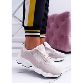 NFR Încălțăminte sport femei piele întoarsă bej și alb acadea maro 2