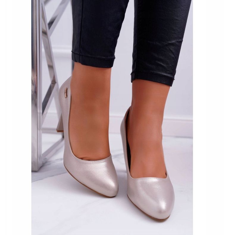 Pompă de damă pe toc Sergio Leone 1457 Golden Campbell de aur 2