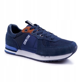 Pantofi sport pentru bărbați Big Star Suede Leather Blue Navy DD174321 albastru marin 2