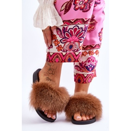 BM Papuci de dama cu blana naturala maro Naturis 1