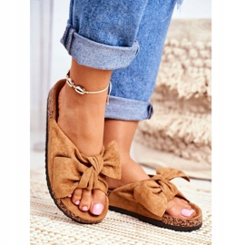 PS1 Papuci maro pentru femei cu fundă Wendy Cork 1 PS1 Papuci maro pentru femei cu fundă Wendy Cork 1