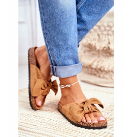 PS1 Papuci maro pentru femei cu fundă Wendy Cork 2