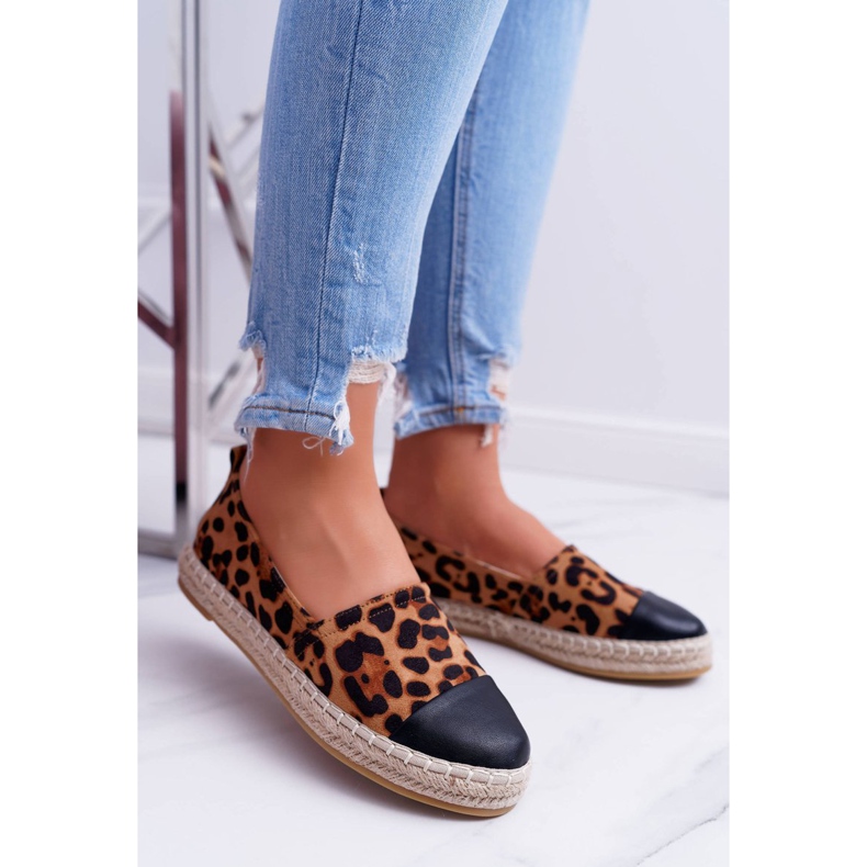 NFR Espadrile pentru femei Leopard Flaty maro 1