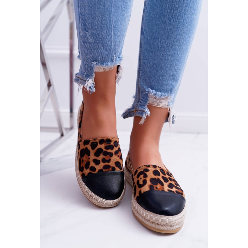 NFR Espadrile pentru femei Leopard Flaty maro 2