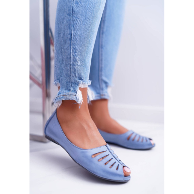 Balerini pentru femei Maciejka Piele Albastru deschis 03497-33 1