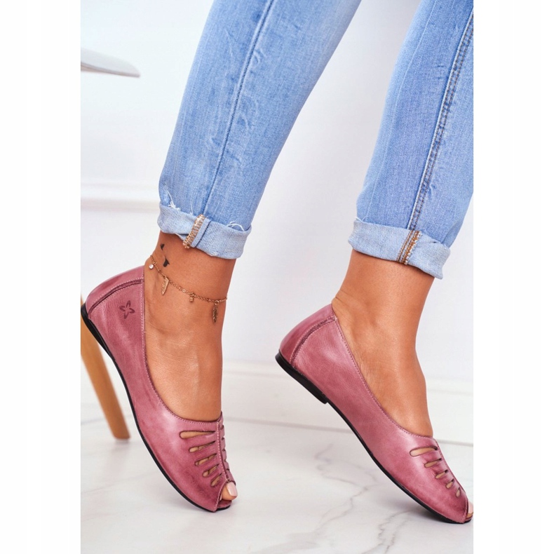 Balerini de damă Piele Maciejka Roz 03497-15 2