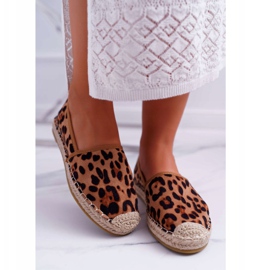 NFR Espadrile pentru femei din piele de piele întoarsă Leopard Jungle maro 2