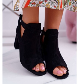 Vinceza Sandale cu botine negre pe bară Degete deschise Gri negru 2 Vinceza Sandale cu botine negre pe bară Degete deschise Gri negru 2