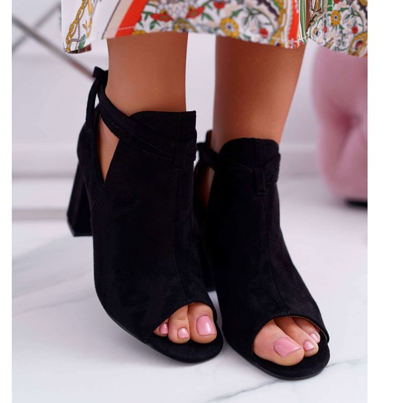 Vinceza Sandale cu botine negre pe bară Degete deschise Gri negru 2 Vinceza Sandale cu botine negre pe bară Degete deschise Gri negru 2