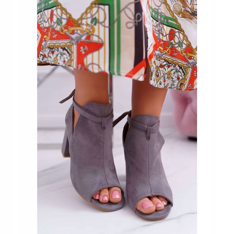 Vinceza Sandale cizme gri pe bară Degete deschise Gri 2