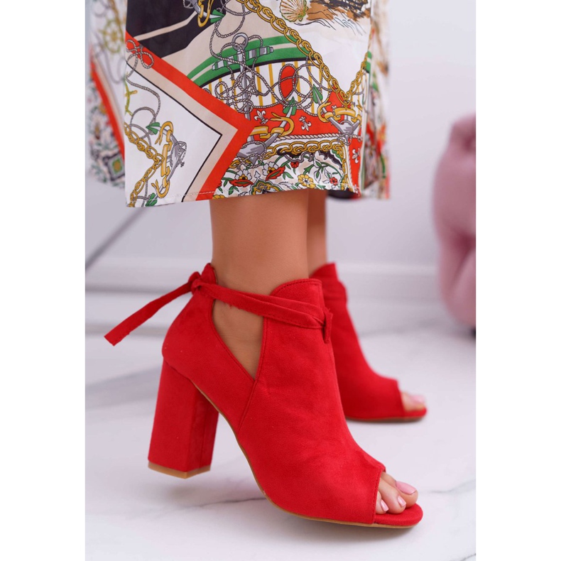 Vinceza Sandale cu botine roșii pe o bară Degete deschise Gri roșu 1