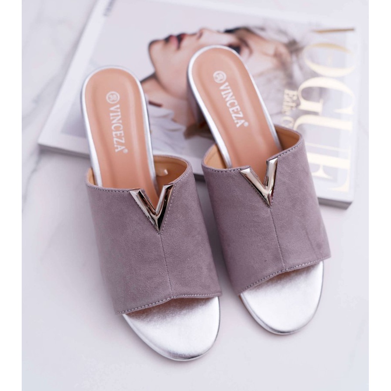 Vinceza Papuci clasici eleganți pentru femei pe un bloc Gri Demea 1