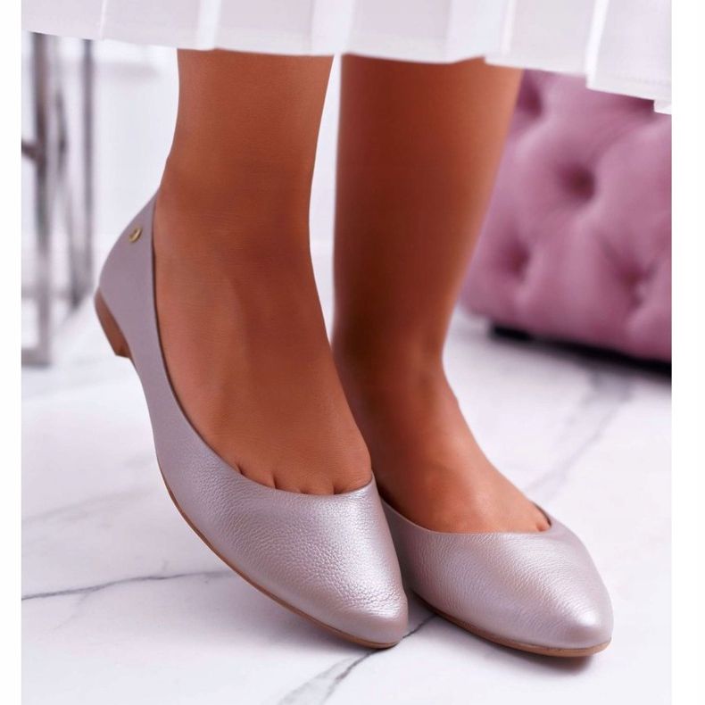 Balerini de damă Piele Maciejka Bej 04100 2