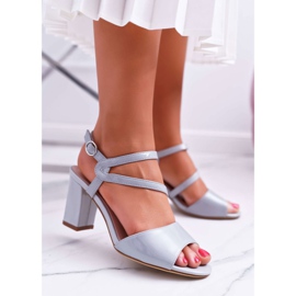Sandale pentru femei cu toc înalt Sergio Leone SK844 Lacuit Gri Tres 1