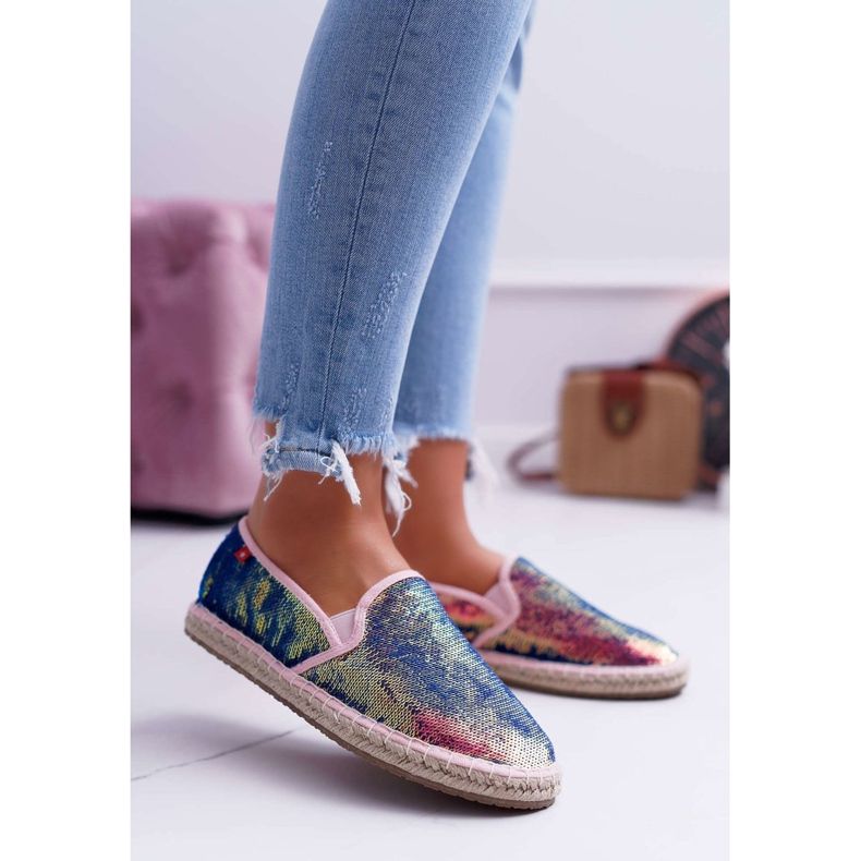 Espadrile pentru femei Big Star Iridescent Paiete DD274A164 albastru marin 1 Espadrile pentru femei Big Star Iridescent Paiete DD274A164 albastru marin 1