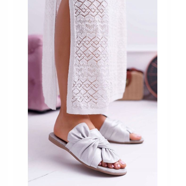 EVE Papuci de damă cu funda gri de scaun 1