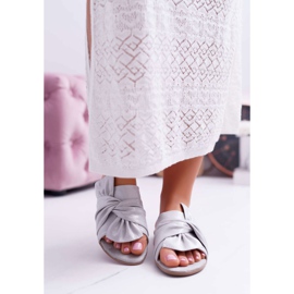 EVE Papuci de damă cu funda gri de scaun 2