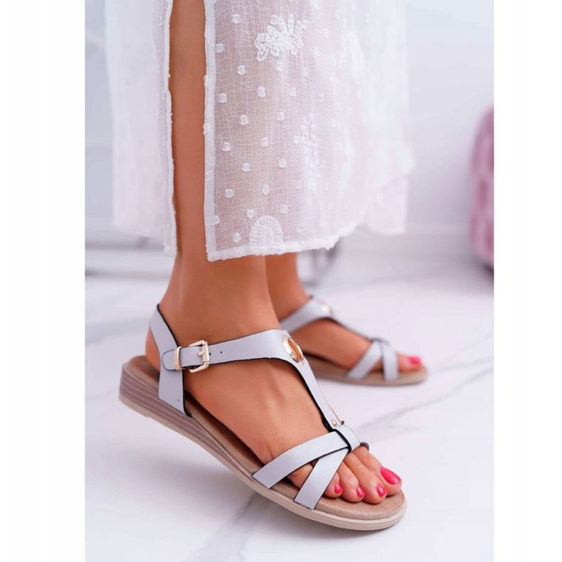 Sandale de damă Flat Grey S.Barski Brimnes gri 1