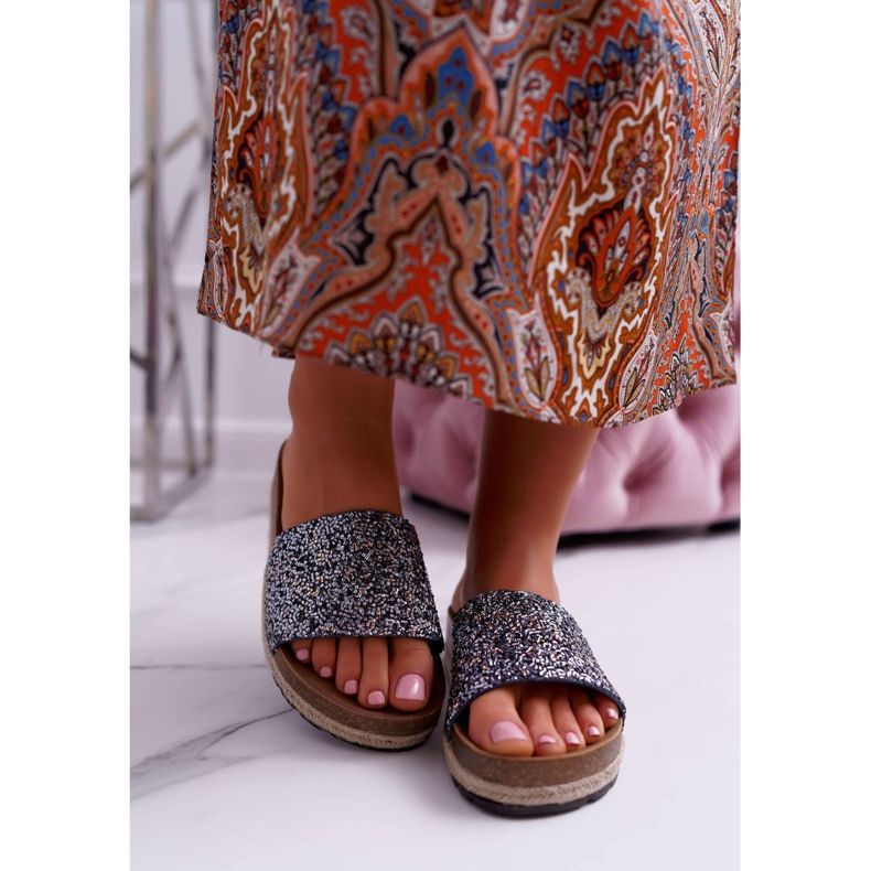 S.Barski Pantofi eleganți pentru femei, talpă groasă din Jersey albastru 2