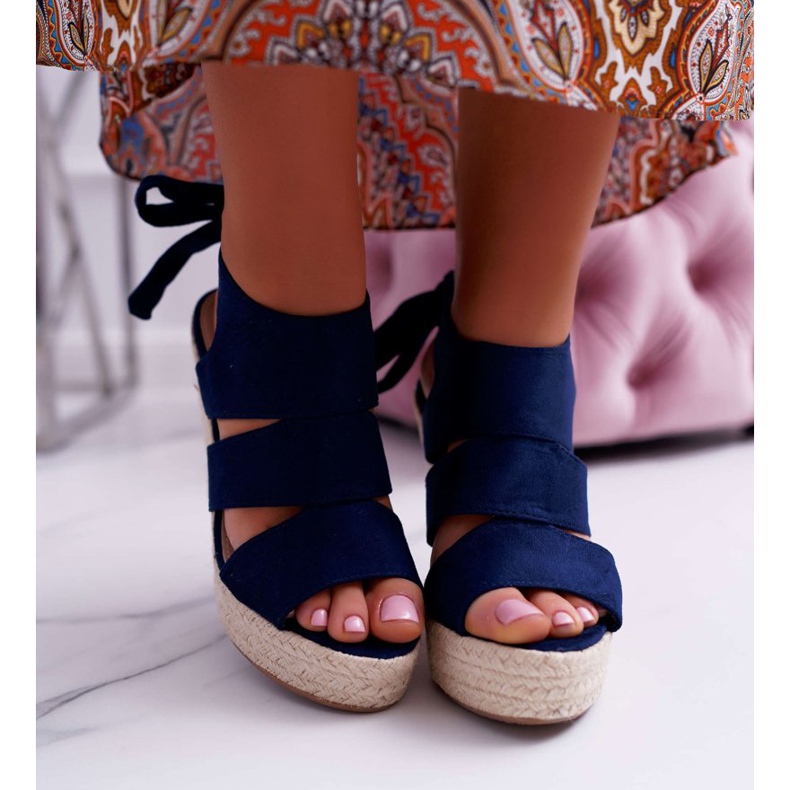 BUGO Sandale pentru femei pe pană Yenga Wedge albastru marin 2