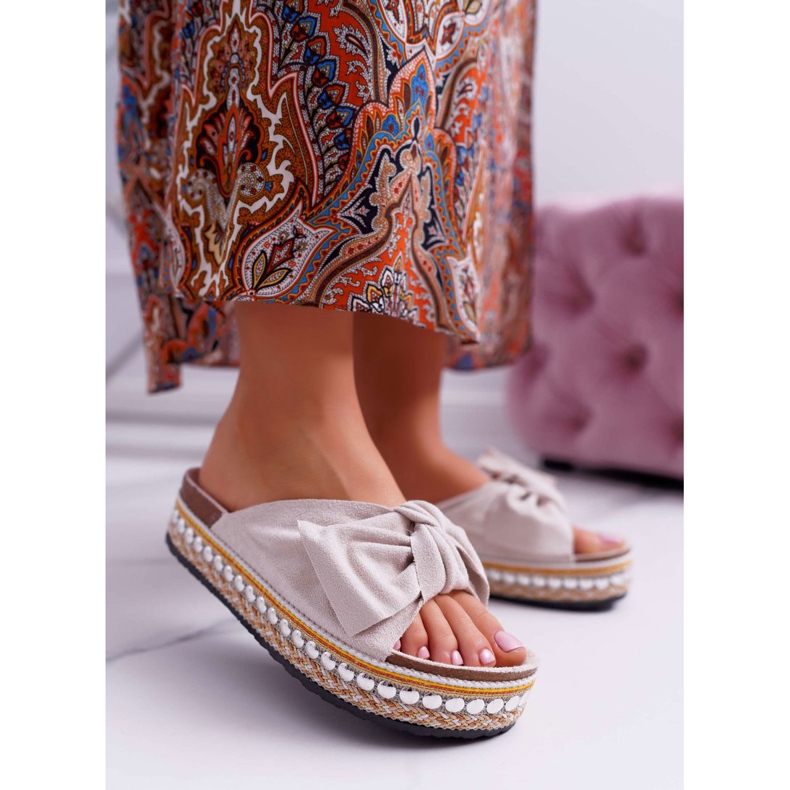 Papuci de damă Talpă groasă cu arcuri Bej Milady 1