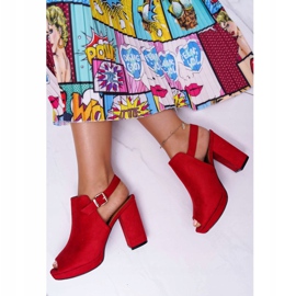 BUGO Sandale de damă pe toc înalt cu degetele deschise Roșu Montree roşu 1