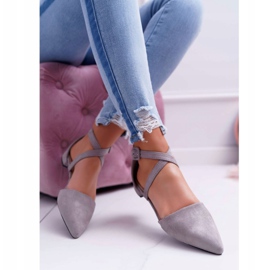 PS1 Balerini din piele de căprioară gri pentru femei în Spitz Medena 2 PS1 Balerini din piele de căprioară gri pentru femei în Spitz Medena 2