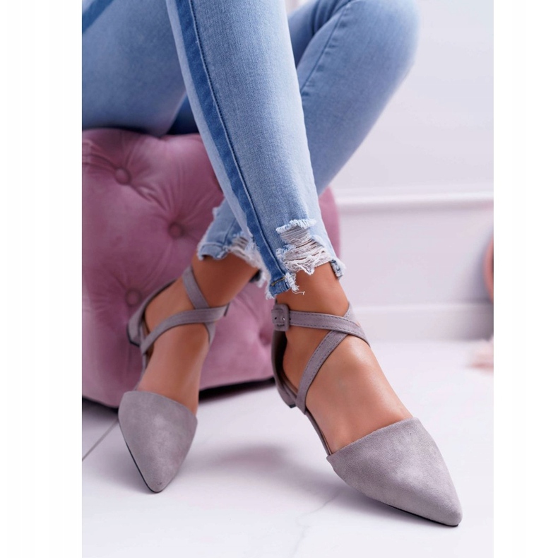 PS1 Balerini din piele de căprioară gri pentru femei în Spitz Medena 2 PS1 Balerini din piele de căprioară gri pentru femei în Spitz Medena 2