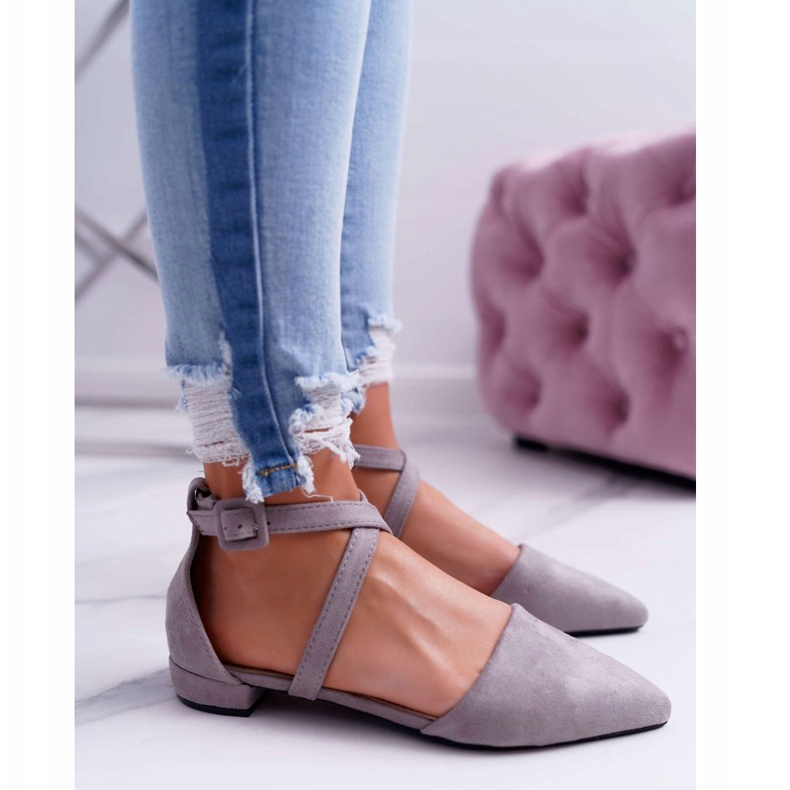 PS1 Balerini din piele de căprioară gri pentru femei în Spitz Medena 1 PS1 Balerini din piele de căprioară gri pentru femei în Spitz Medena 1