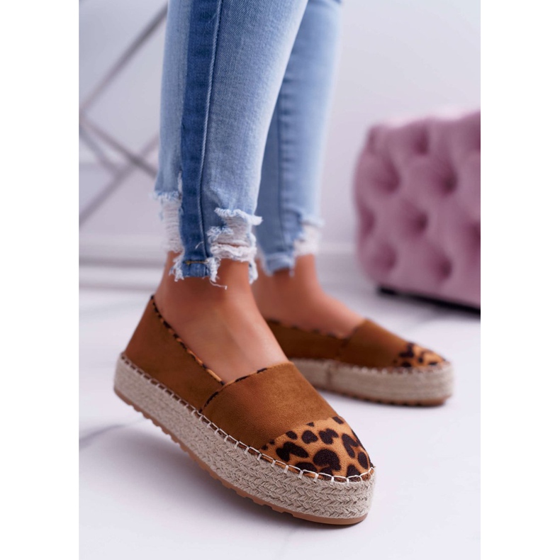 Espadrile pentru femei Camel Platform Ringer maro 1