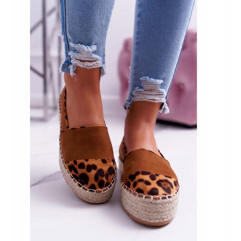 Espadrile pentru femei Camel Platform Ringer maro 2