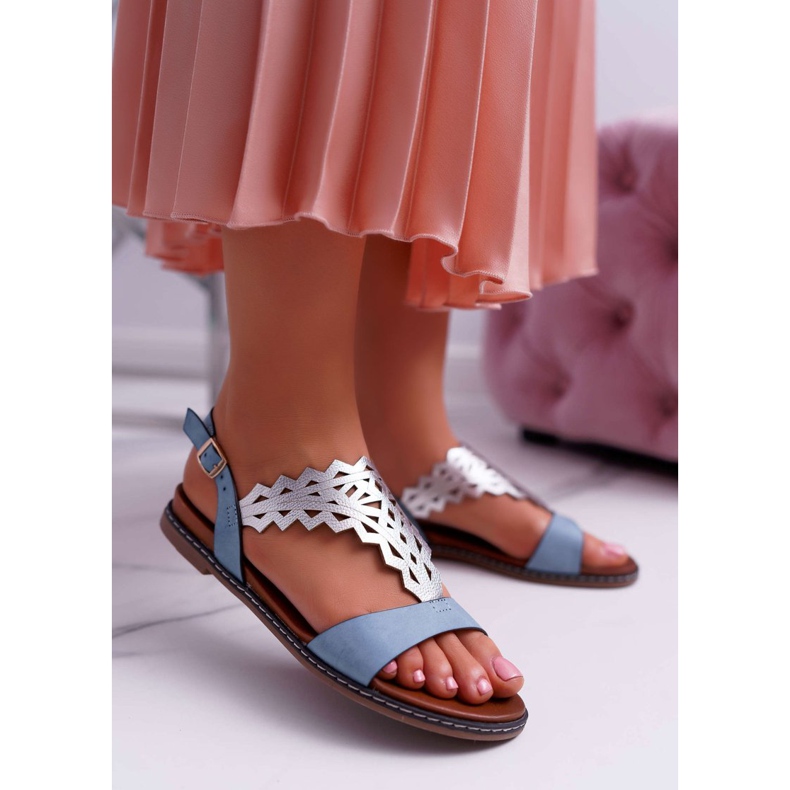 Sandale de damă plate Sergio Leone SK011 Lirielle albastru 1