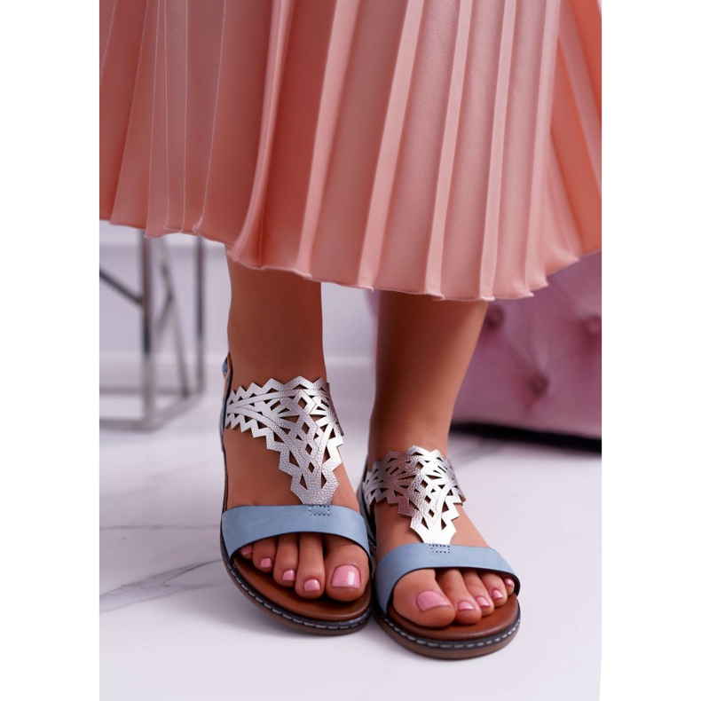 Sandale de damă plate Sergio Leone SK011 Lirielle albastru 2