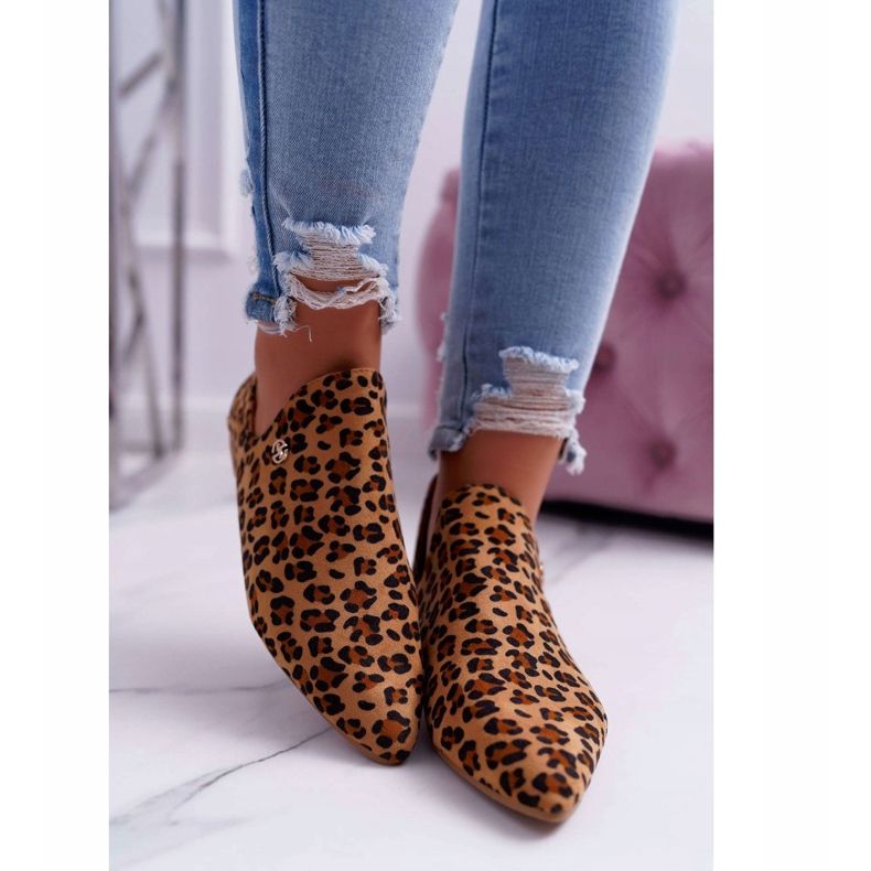 Cizme Lu Boo Cu decupaje Leopard Chelsea maro 2