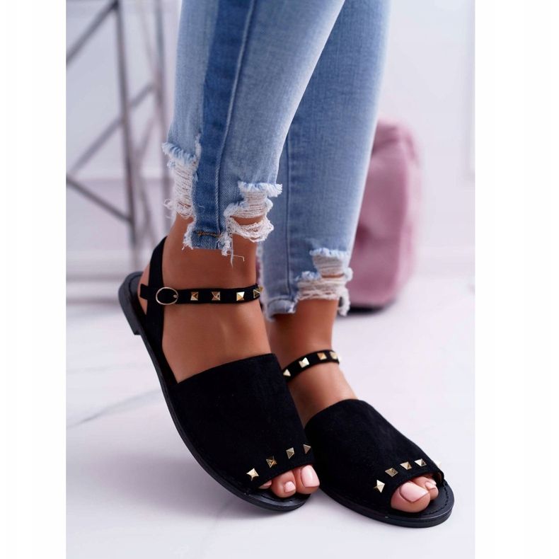 Sandale de damă Lu Boo Suede Black Silena negru 2