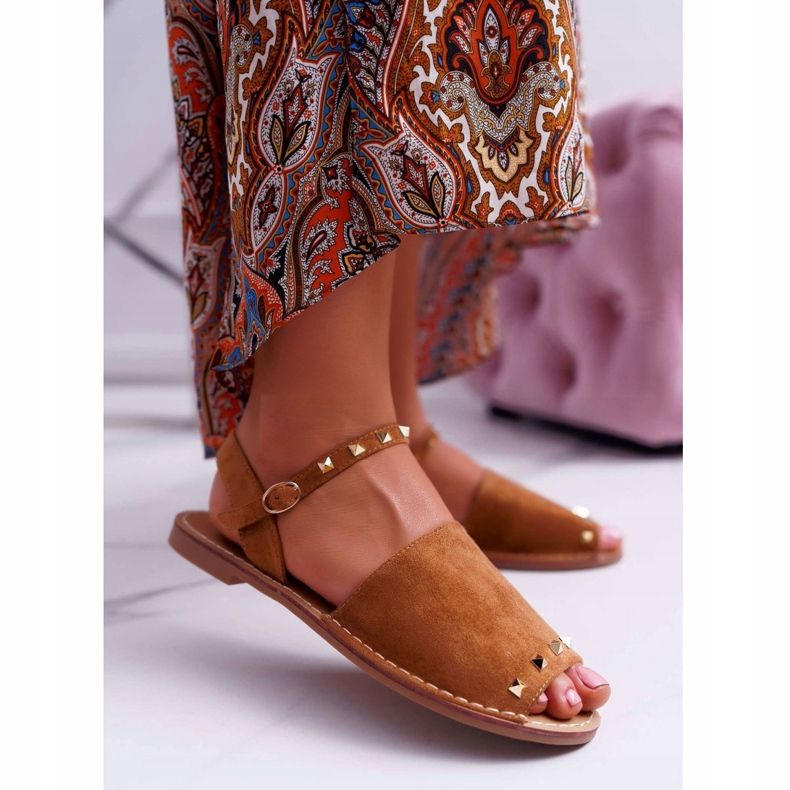 Sandale de damă Lu Boo Suede Camel Silena maro 1