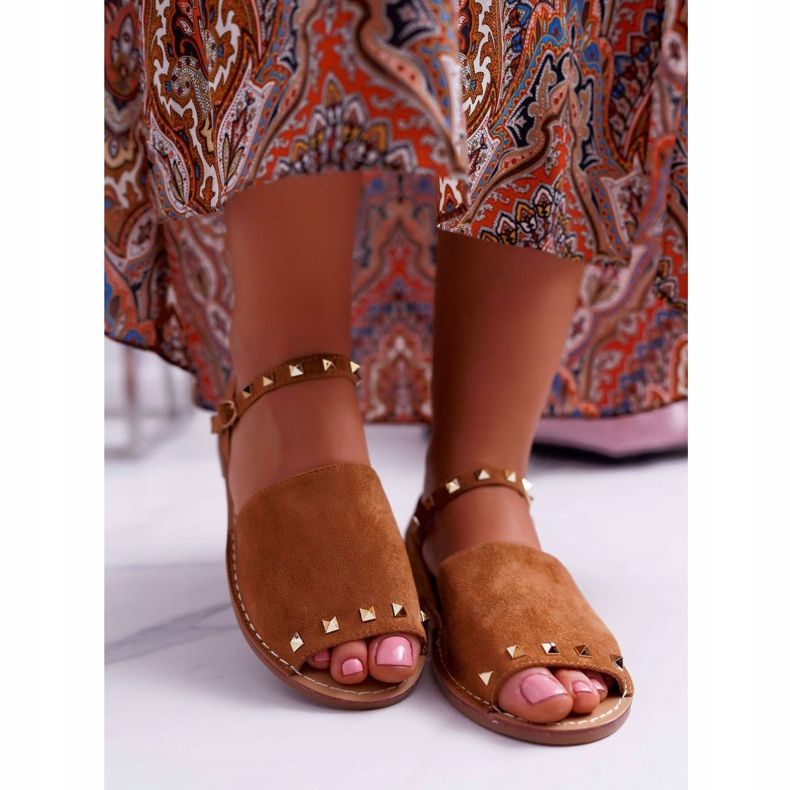 Sandale de damă Lu Boo Suede Camel Silena maro 2