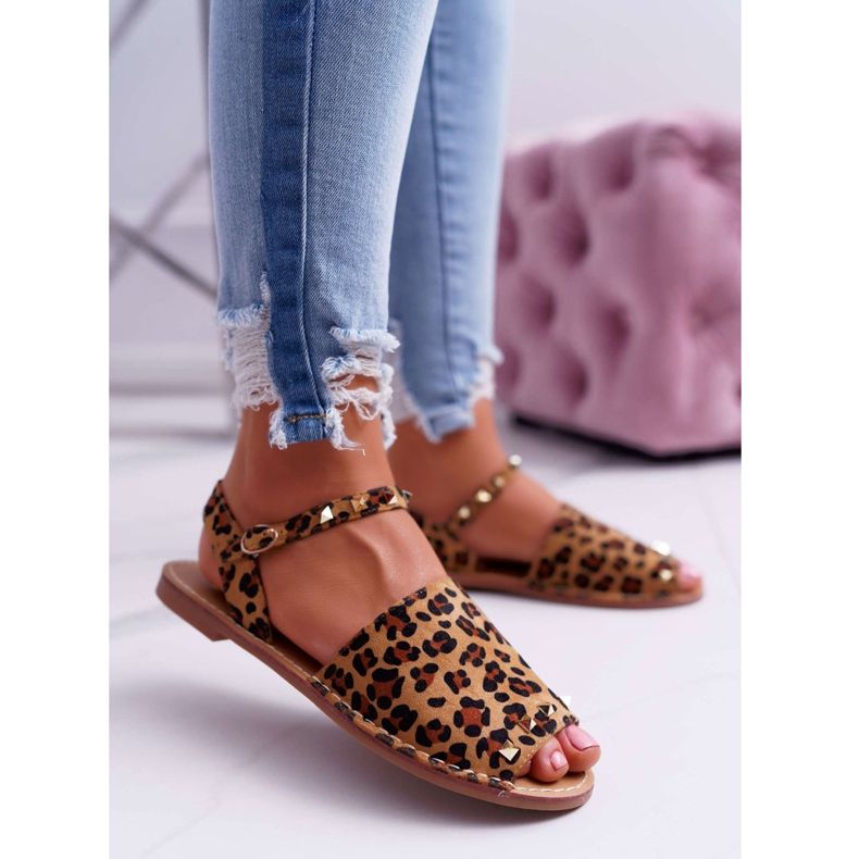 Sandale de damă Lu Boo Suede Leopard Silena maro 1