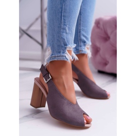 EVE Sandale de damă piele întoarsă gri închis Celian 1