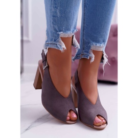 EVE Sandale de damă piele întoarsă gri închis Celian 2