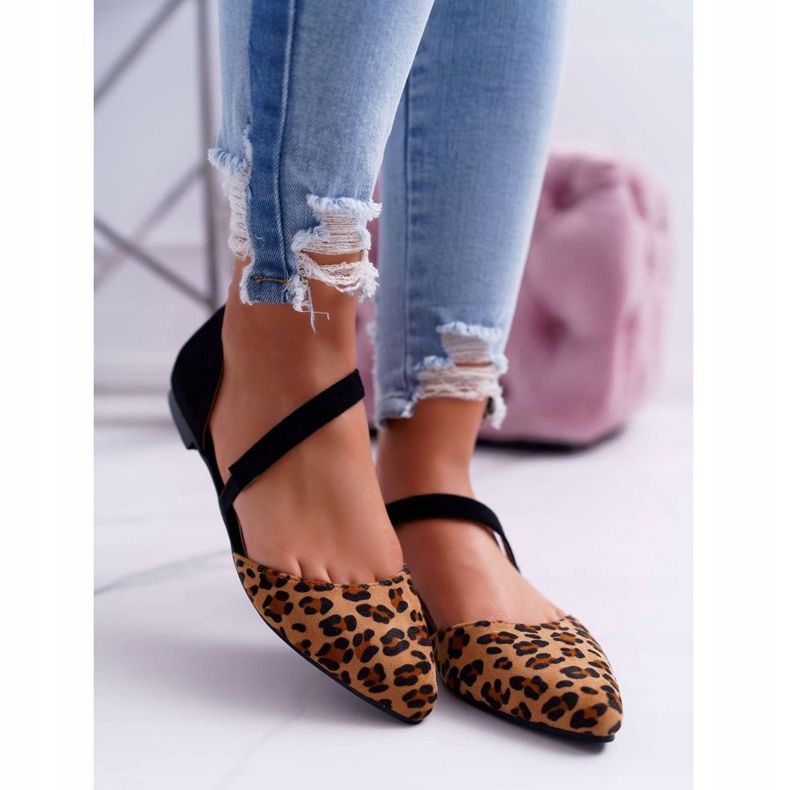 Lu Boo Ballerina In Spitz Suede Leopard Carana maro negru 2
