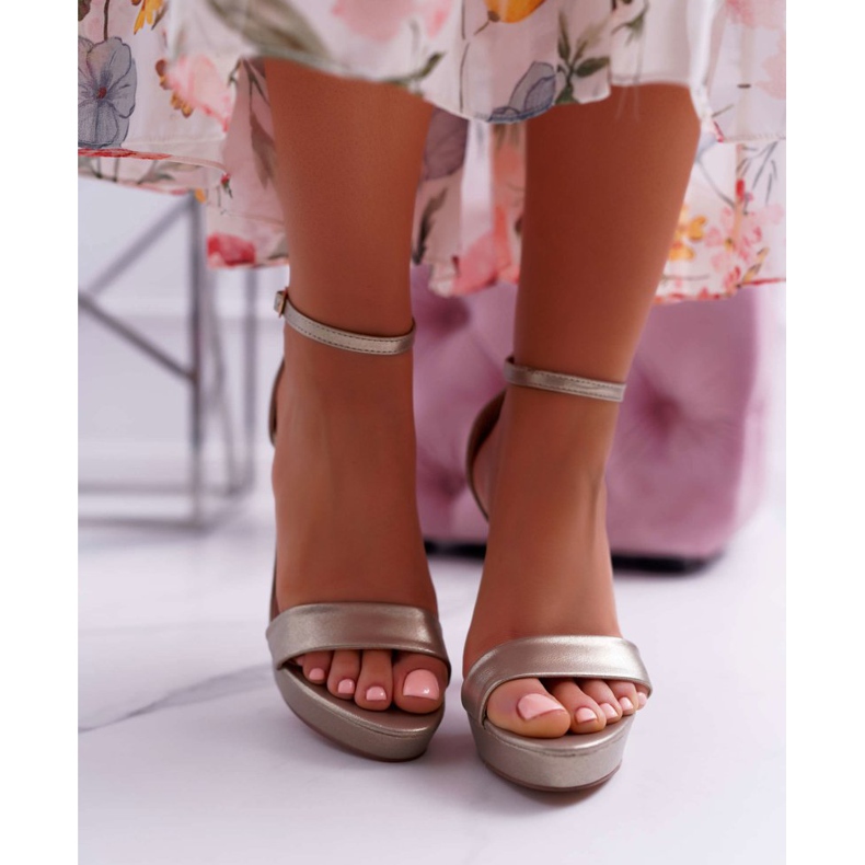 Moow Sandale pentru femei cu toc înalt Platforma Ellania de aur 2