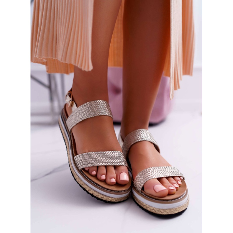 Moow Sandale pentru femei pe platforma Espadrile Golden Sarabel de aur 2