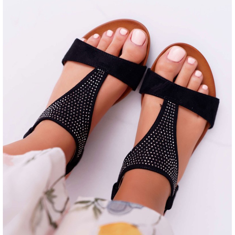 EVE Sandale de damă plate Sorsano negru 1