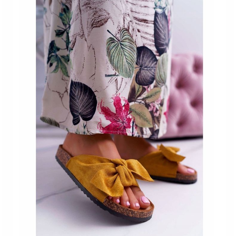 BUGO Papuci de damă cu arc galben Randy 1